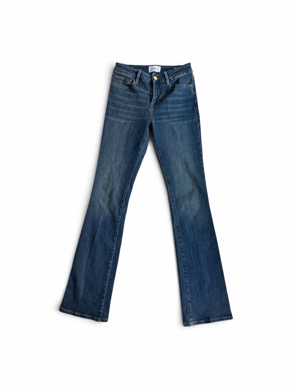 Frame Size 26 Le Mini Boot Jeans High Waist Soft Stretch Bootcut Blue Denim Used